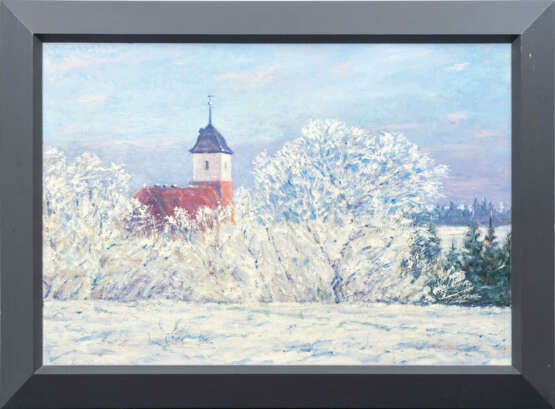 Walter Bertelsmann (Bremen 1877 - Worpswede 1963). Worpsweder Kirche im Schnee. - photo 2