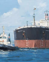 Peter Witt (Itzehoe 1966). Ein Schiff der NYK in Hamburg.