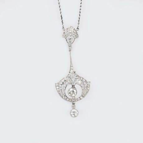 Jugendstil-Diamant Anhänger an Kette. - Foto 1