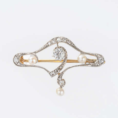 Jugendstil Diamant-Brosche. - photo 1