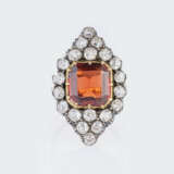 Grosser Jugendstil Diamant-Ring mit Granat-Besatz. - Foto 1