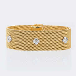 Milanaise Gold-Armband mit Brillant-Besatz.