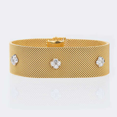 Milanaise Gold-Armband mit Brillant-Besatz. - Foto 1