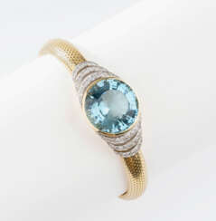 Goldschmiede Lotos. Aquamarin-Brillant Armband.