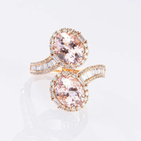 'Toi-et-Moi' Ring mit Morganit-Diamant-Besatz. - photo 1