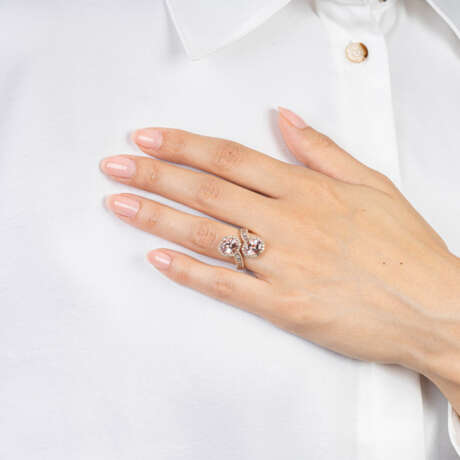 'Toi-et-Moi' Ring mit Morganit-Diamant-Besatz. - photo 3