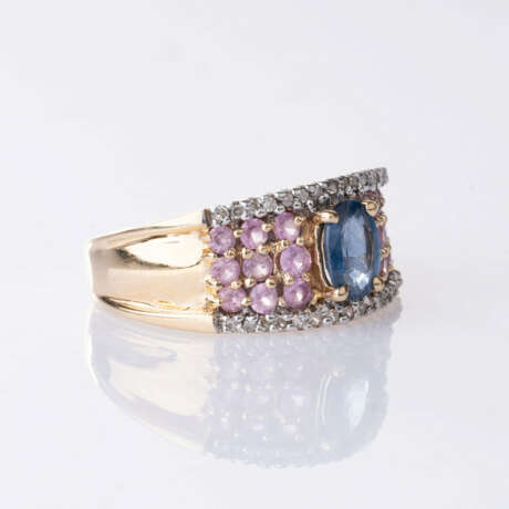 Saphir-Diamant Ring mit Pink-Saphiren. - photo 2