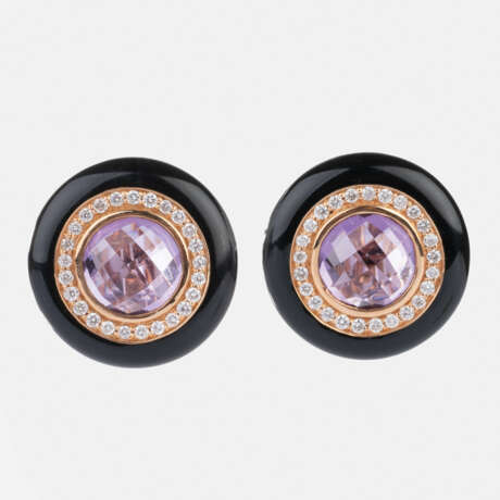 Paar Amethyst-Brillant-Ohrringe. - photo 1