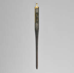 A SOFT-METAL-INLAID SHAKUDO KOGAI WITH BIRD AND FLOWER