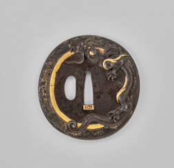 A SOFT-METAL-INLAID IRON TSUBA