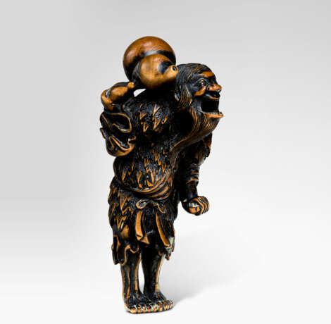 A CARVED WOOD NETSUKE OF CHOKARO SENNIN - photo 1