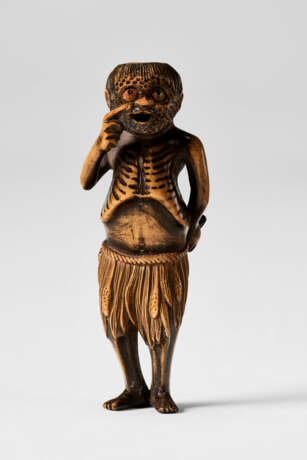 A CARVED WOOD NETSUKE OF KAPPA - photo 1