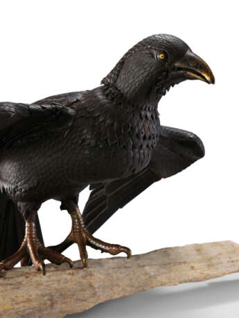 AN IRON ARTICULATED SCULPTURE OF A CROW - Foto 3