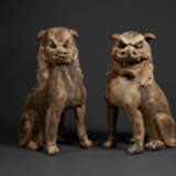 A PAIR OF CARVED WOOD SCULPTURES OF KOMA-INU (LION DOG) - photo 2