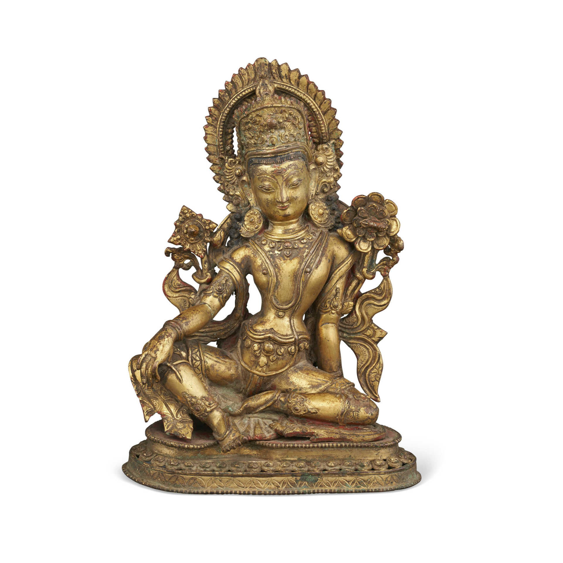 A GILT-COPPER FIGURE OF INDRA