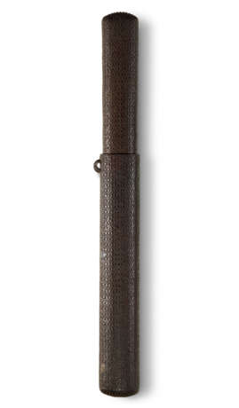 A LACQUERED WOVEN RATTEN PIPECASE WITH INSECTS - photo 2