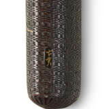 A LACQUERED WOVEN RATTEN PIPECASE WITH INSECTS - photo 3