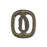 A BRASS-INLAID TSUBA WITH ARABESQUE - фото 1