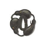 A GOLD-INLAID IRON TSUBA WITH EGGPLANT - photo 2