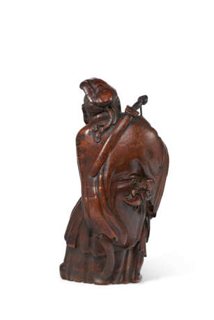 A BAMBOO CARVING OF LU DONGBIN AND A DEMON - photo 2