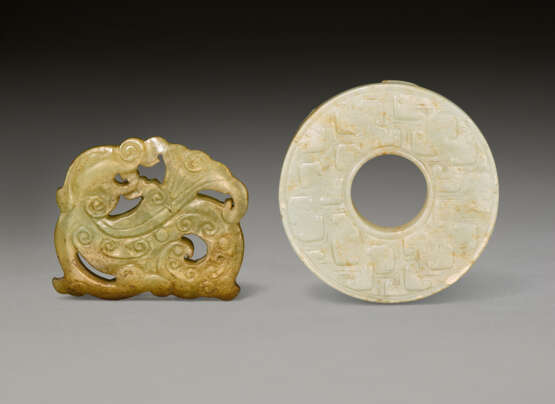 TWO ARCHAISTIC JADE CARVINGS - photo 2