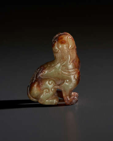 A BEIGE AND BROWN JADE MYTHICAL BEAST - photo 2