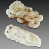 TWO WHITE JADE FIGURAL CARVINGS - photo 1