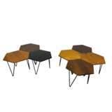 Gio Ponti pour Isa Bergame. Sept tables basses en nid d`abeille hexagonales design annees 50. Wood metal Design of 50-60’s 20th century - Foto 4