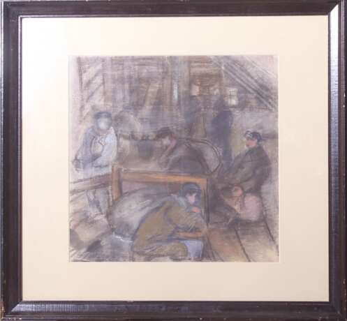 Dans le sauna Black pencil watercolor Early 20th century - photo 1