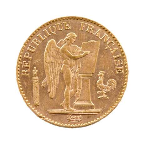 Gold coin France 20 francs 1896 Gold 19th century - photo 1