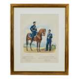 Chromolithographie de l`uniforme russe de l`equipe de gendarmerie des districts militaires en 1867. Lithograph 19th century - photo 1