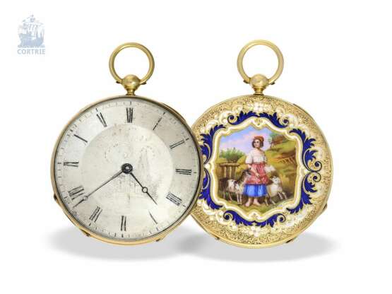 Taschenuhr: exquisite, super flache Gold/Emaille-Taschenuhr Vacheron Geneve, um 1835, eine der frühesten Uhren der Firma No.686 - фото 6