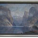 Vue sur le fjord norv&eacute;gien Johannes Harders (Allemand 1871-1950) oil painting realism At the turn of 19th -20th century - Foto 1