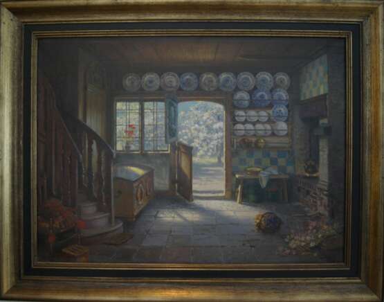 Int&eacute;rieur Johannes Harders (Allemand 1871-1950) oil painting realism Early 20th century - photo 3