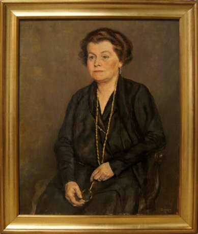 Portrait de femme noble par Benjamin A. Strasser (Autrichien 1888-1955) oil painting realism Early 20th century - Foto 1