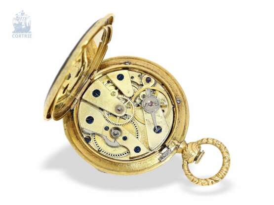 Taschenuhr: Rarität, extrem seltene Gold/Emaille-Miniaturuhr, um 1830, signiert Breguet No.4561 - фото 4