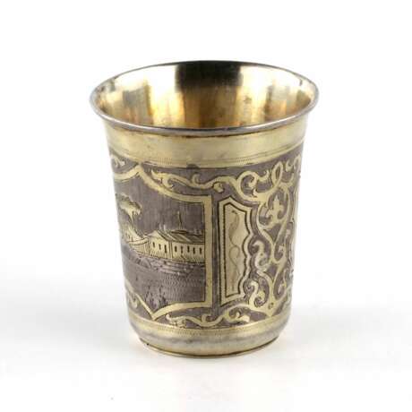 Russian silver vodka cup with city views. Silver 84 Eclecticism 19th century - photo 4