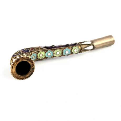 Cloisonne enamel silver mouthpiece. Russia 1920s. Gilding Early 20th century - photo 3