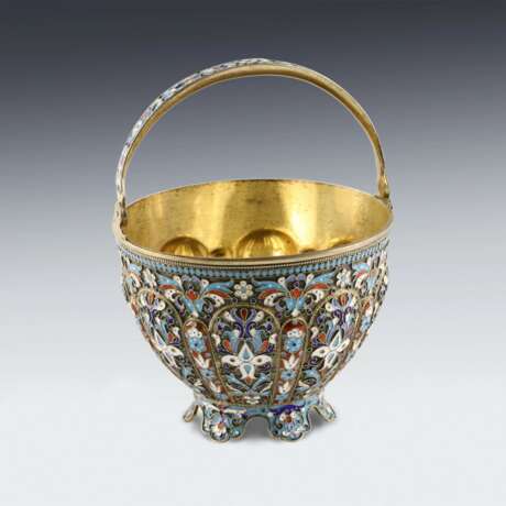 Sucrier russe en argent et email cloisonne. Silver 84 Cloisonné enamel Gilding Neo-Russian Early 20th century - Foto 2