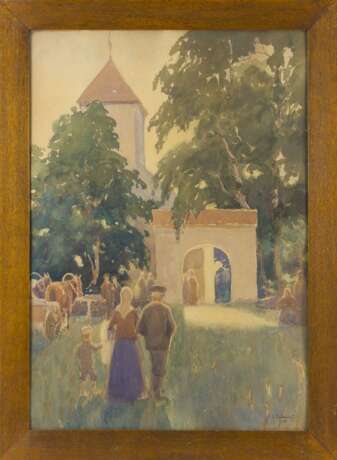 To the church watercolor Early 20th century - photo 1