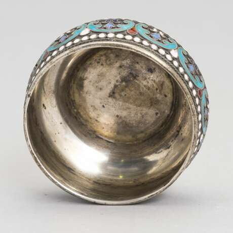 Russian silver salt cellar with enamel. Silver 84 Cloisonné enamel Gilding Romanticism At the turn of 19th -20th century - photo 3