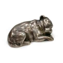 Chien en argent dans le style Faberg&eacute;, Russie 1920 si&egrave;cle 