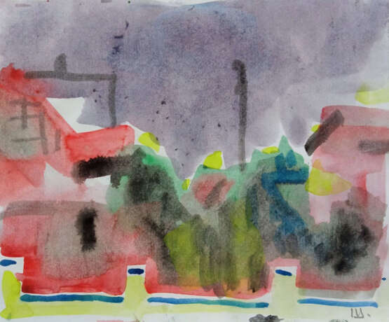 Перед грозой Андрей Шилов Papier Aquarelle Авангард Peinture de paysage Russie 2024 - photo 1