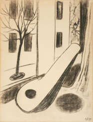 Werner Heldt. Untitled (Street with tree and guitar)