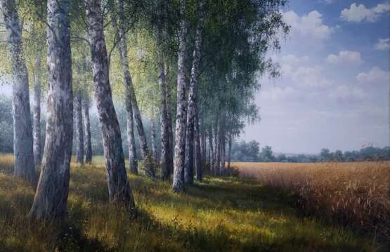 “In the shade of birches” Canvas Oil paint Realist Landscape painting 2018 - photo 1