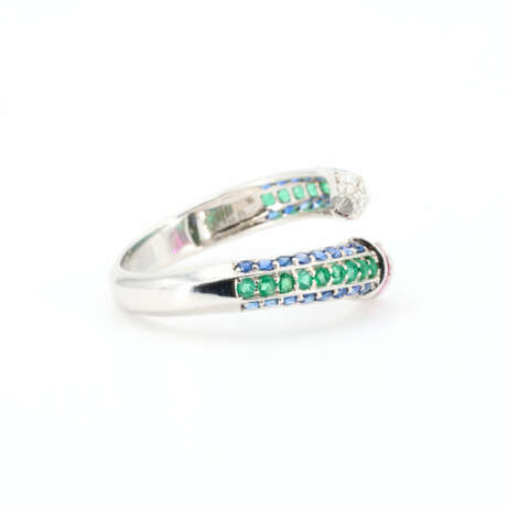 Bleistift-Farbstein-Diamant-Ring - photo 4