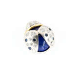 Lapislazuli-Farbstein-Diamant-Brosche - photo 1