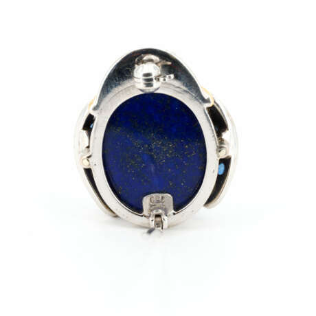 Lapislazuli-Farbstein-Diamant-Brosche - Foto 4