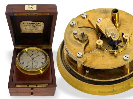 Beobachtungschronometer: äußerst seltenes, kleines Beobachtungschronometer, um 1855, bedeutender Chronometermacher Onesime Dumas (1824-1889) Depot de la Marine No.597 - фото 1