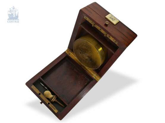 Beobachtungschronometer: äußerst seltenes, kleines Beobachtungschronometer, um 1855, bedeutender Chronometermacher Onesime Dumas (1824-1889) Depot de la Marine No.597 - Foto 4